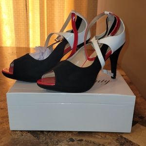 Red, Black, and White Heels
